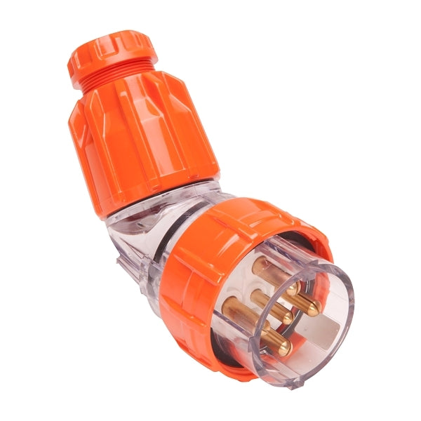 NHP ISO Plug - Angled, 5 Round Pins, 32A 500V AC, Electric Orange***EMAIL/TEXT FOR PRICING***