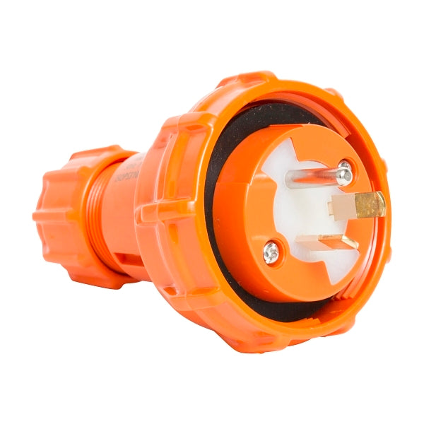 NHP ISO Plug - Straight, 2 Flat Pins 1 Round Earth, 10A 250V AC, Resistant Orange***EMAIL/TEXT FOR PRICING***