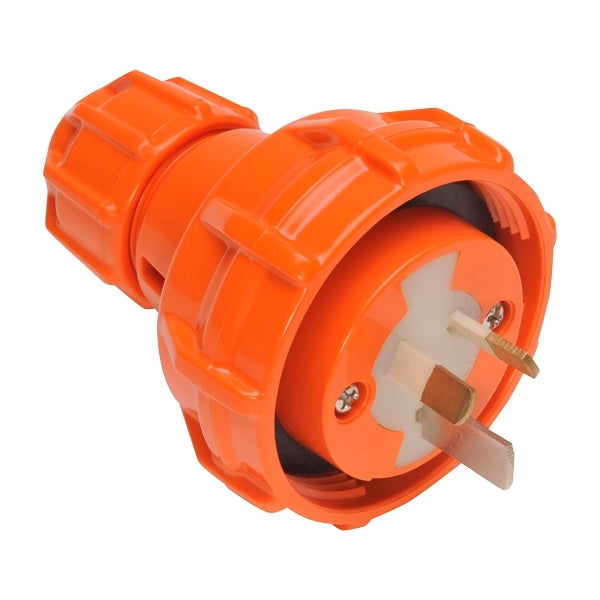 NHP ISO Plug - Straight, 3 Flat Pins, 10A 250V AC, Resistant Orange***EMAIL/TEXT FOR PRICING***