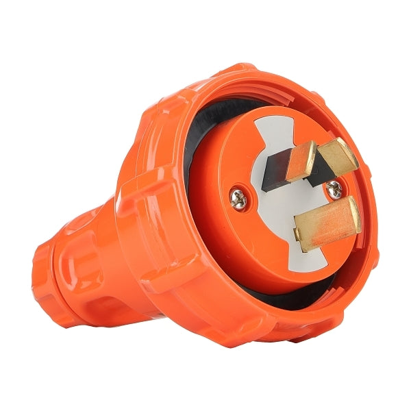 NHP ISO Plug - Straight, 3 Flat Pins, 20A 250V AC, Resistant Orange***EMAIL/TEXT FOR PRICING***