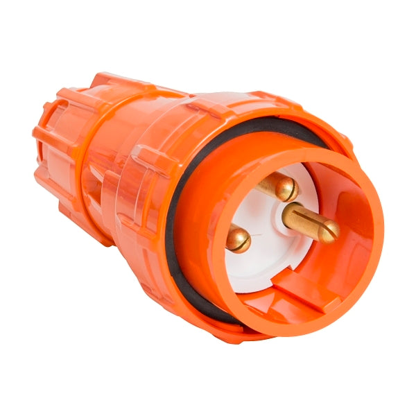 NHP ISO Plug - Straight, 3 Round Pins, 32A 250V AC, Resistant Orange***EMAIL/TEXT FOR PRICING***