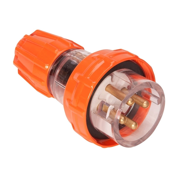 NHP ISO Plug - Straight, 4 Round Pins, 10A 500V AC, Electric Orange***EMAIL/TEXT FOR PRICING***