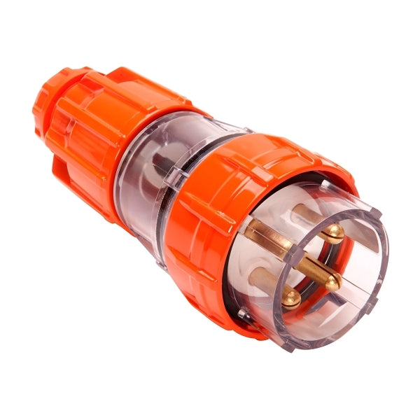 NHP ISO Plug - Straight, 4 Round Pins, 32A 500V AC, Electric Orange***EMAIL/TEXT FOR PRICING***