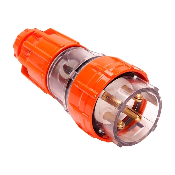 NHP ISO Plug - Straight, 4 Round Pins, 40A 500V AC, Electric Orange***EMAIL/TEXT FOR PRICING***