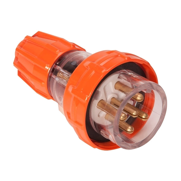 NHP ISO Plug - Straight, 5 Round Pins, 10A 500V AC, Electric Orange***EMAIL/TEXT FOR PRICING***