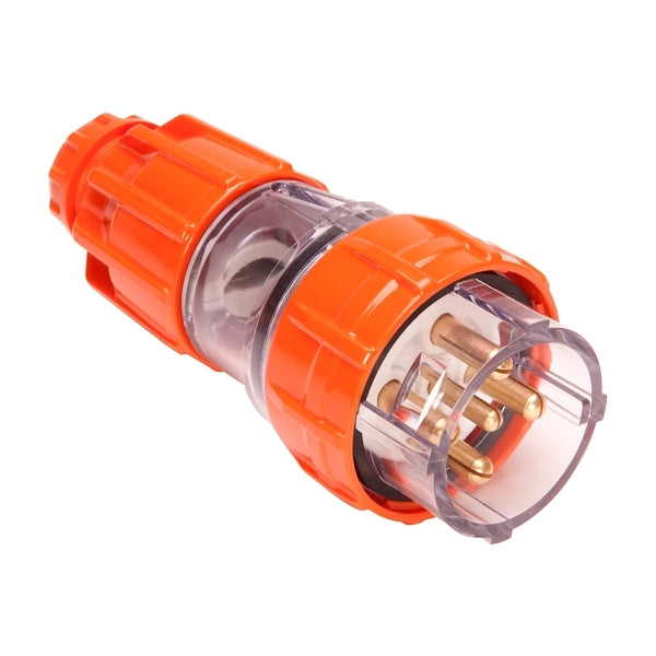 NHP ISO Plug - Straight, 5 Round Pins, 32A 500V AC, Electric Orange***EMAIL/TEXT FOR PRICING***