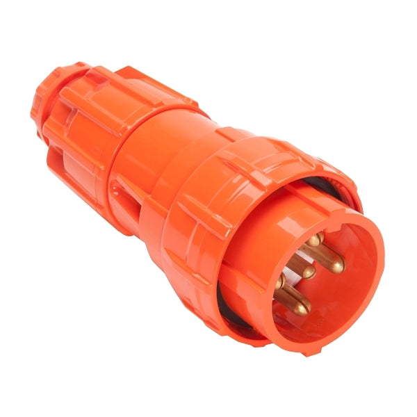 NHP ISO Plug - Straight, 5 Round Pins, 32A 500V AC, Resistant Orange***EMAIL/TEXT FOR PRICING***