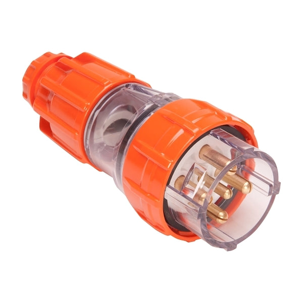 NHP ISO Plug - Straight, 5 Round Pins, 50A 500V AC, Electric Orange***EMAIL/TEXT FOR PRICING***