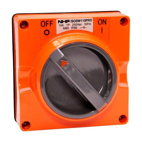 NHP ISO Surface Switch, 2 Pole 10A 250V AC, w/o Base, Resistant Orange***EMAIL/TEXT FOR PRICING***