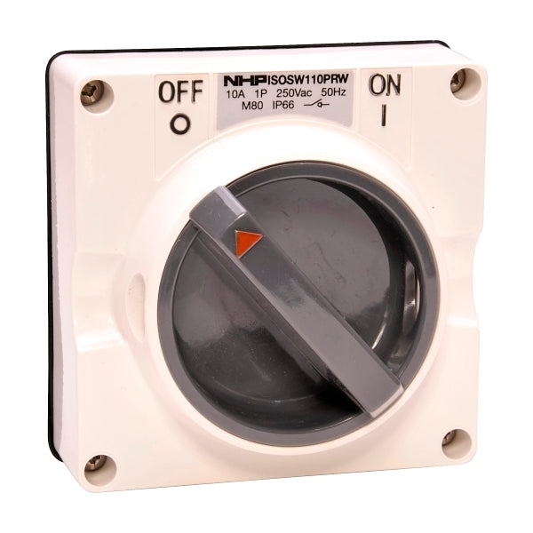 NHP ISO Surface Switch, 2 Pole 10A 250V AC, w/o Base, Resistant White***EMAIL/TEXT FOR PRICING***