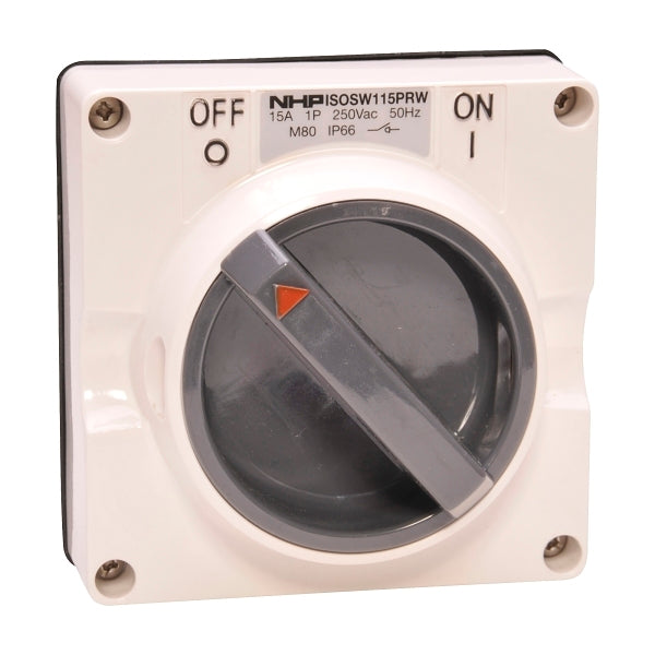 NHP ISO Surface Switch, 2 Pole 15A 250V AC, w/o Base, Resistant White***EMAIL/TEXT FOR PRICING***