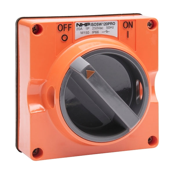 NHP ISO Surface Switch, 2 Pole 20A 250V AC, w/o Base, Resistant Orange***EMAIL/TEXT FOR PRICING***