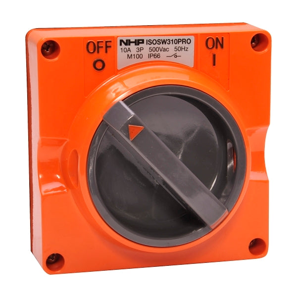 NHP ISO Surface Switch, 3 Pole 10A 500V AC, w/o Base, Resistant Orange***EMAIL/TEXT FOR PRICING***