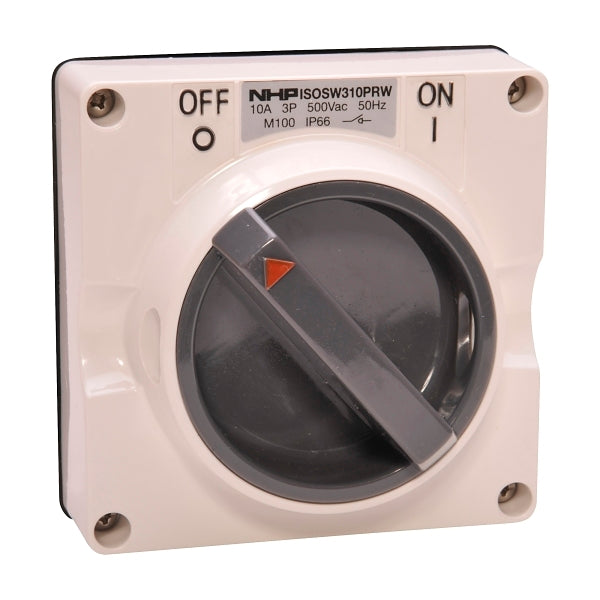 NHP ISO Surface Switch, 3 Pole 10A 500V AC, w/o Base, Resistant White***EMAIL/TEXT FOR PRICING***