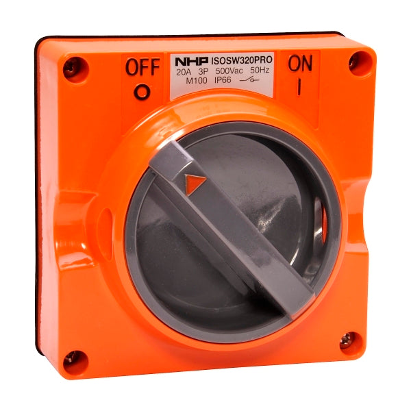 NHP ISO Surface Switch, 3 Pole 20A 500V AC, w/o Base, Resistant Orange***EMAIL/TEXT FOR PRICING***