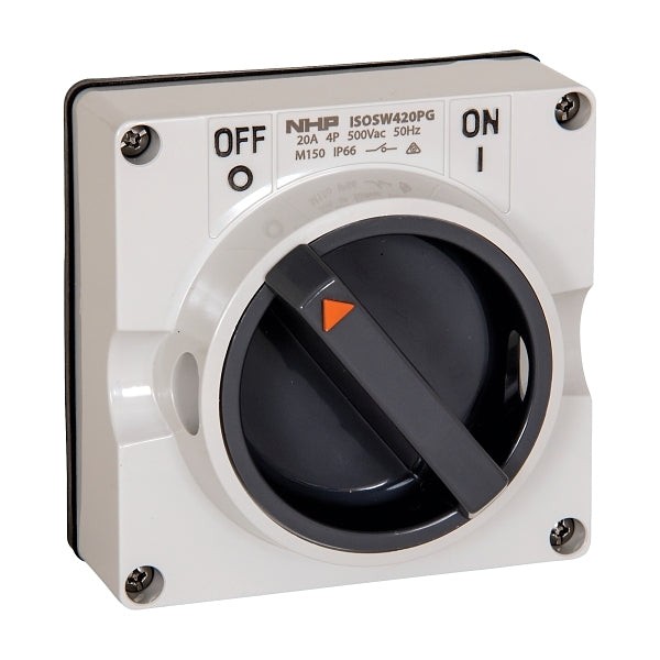 NHP ISO Surface Switch, 4 Pole 20A 500V AC, w/o Base, Grey***EMAIL/TEXT FOR PRICING***