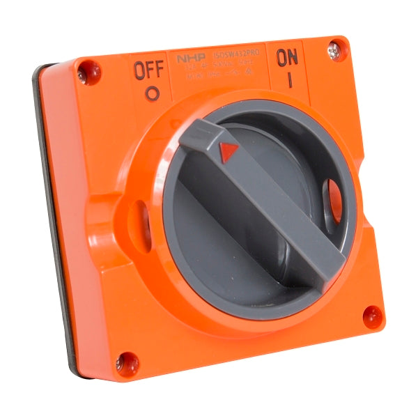 NHP ISO Surface Switch, 4 Pole 32A 500V AC, w/o Base, Resistant Orange***EMAIL/TEXT FOR PRICING***