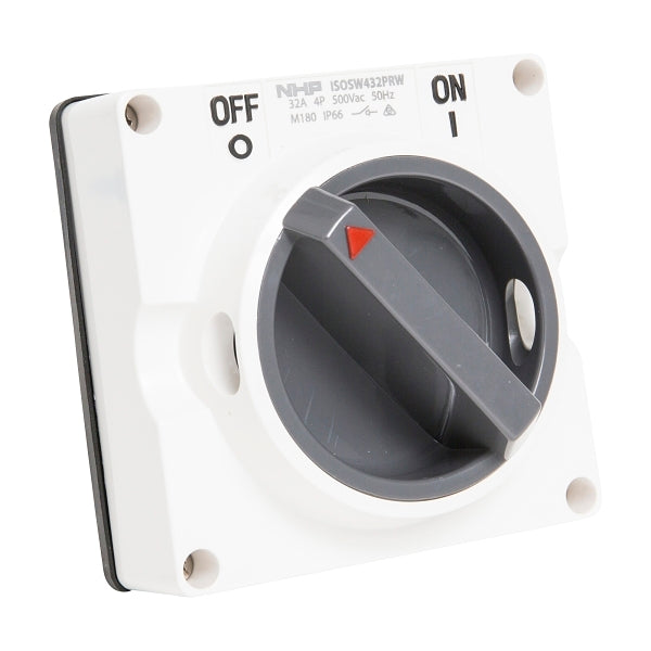 NHP ISO Surface Switch, 4 Pole 32A 500V AC, w/o Base, Resistant White***EMAIL/TEXT FOR PRICING***