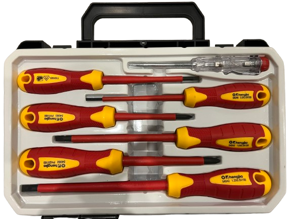 VDE Insulated Screwdriver Set 7 Piece 3 Flat + 3 Phillips + Tester