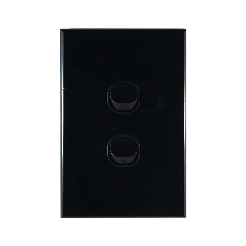 2 Gang Wall Switch Vertical Black GEO