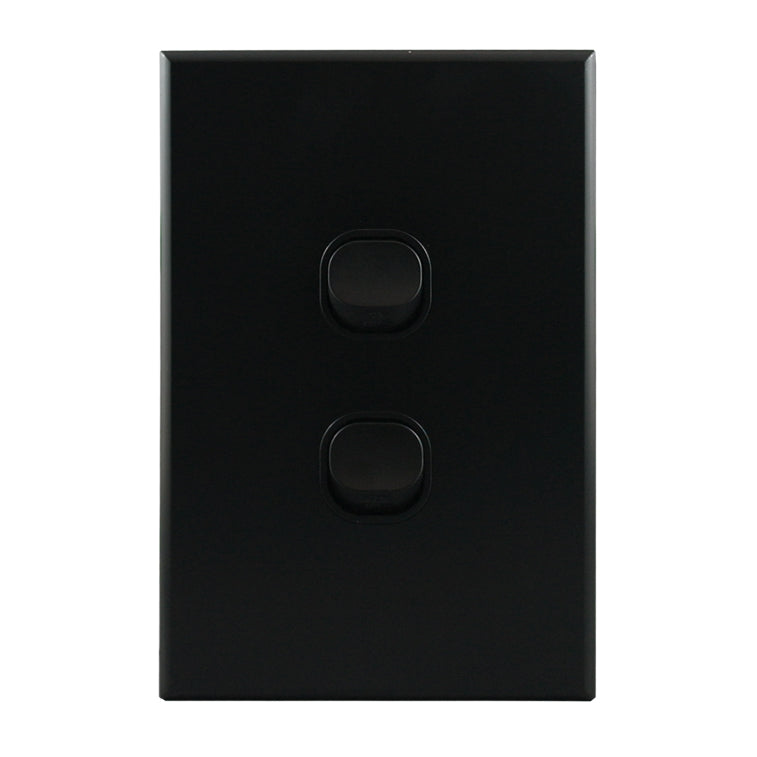 Light Switch 2 Gang – MATTE BLACK VERTICAL