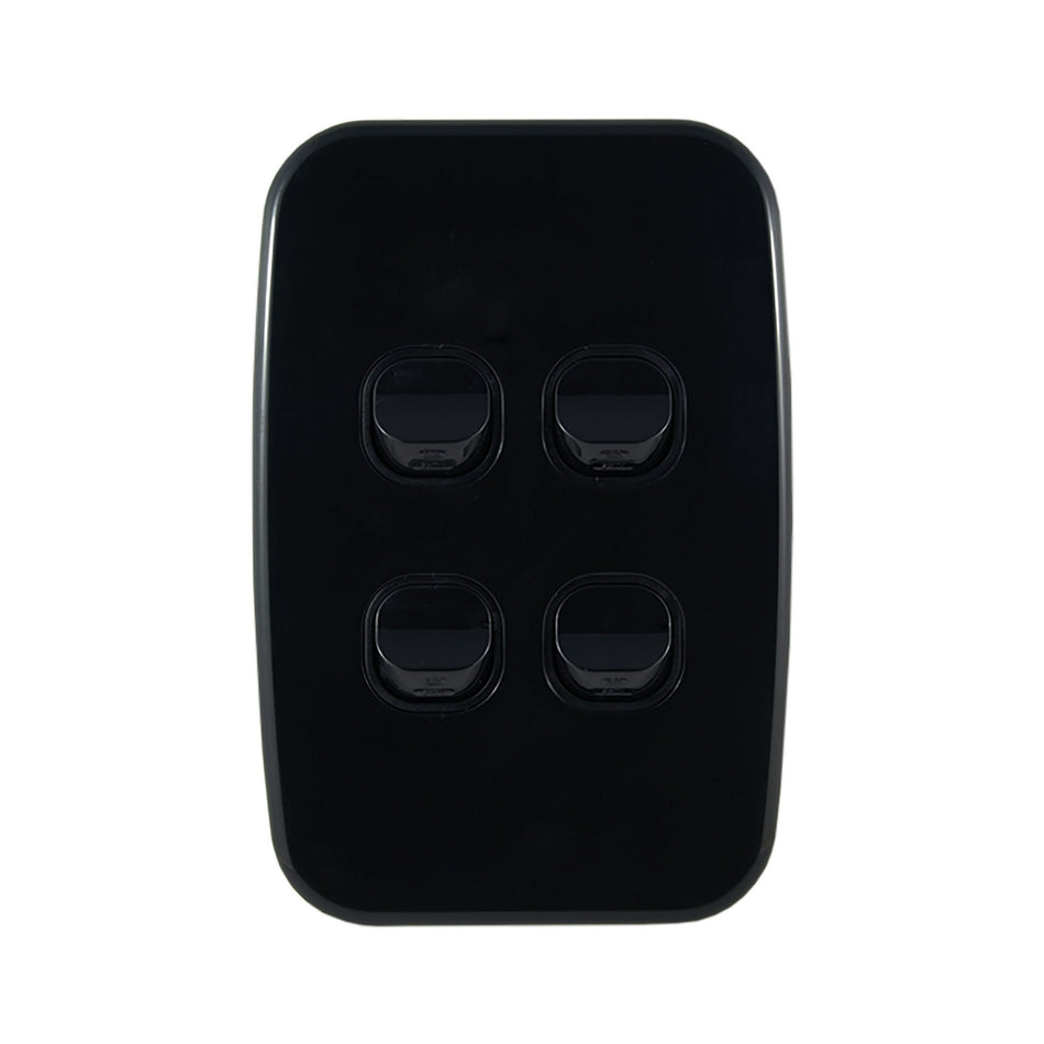 Light Switch 4 Gang – VERTICAL BLACK