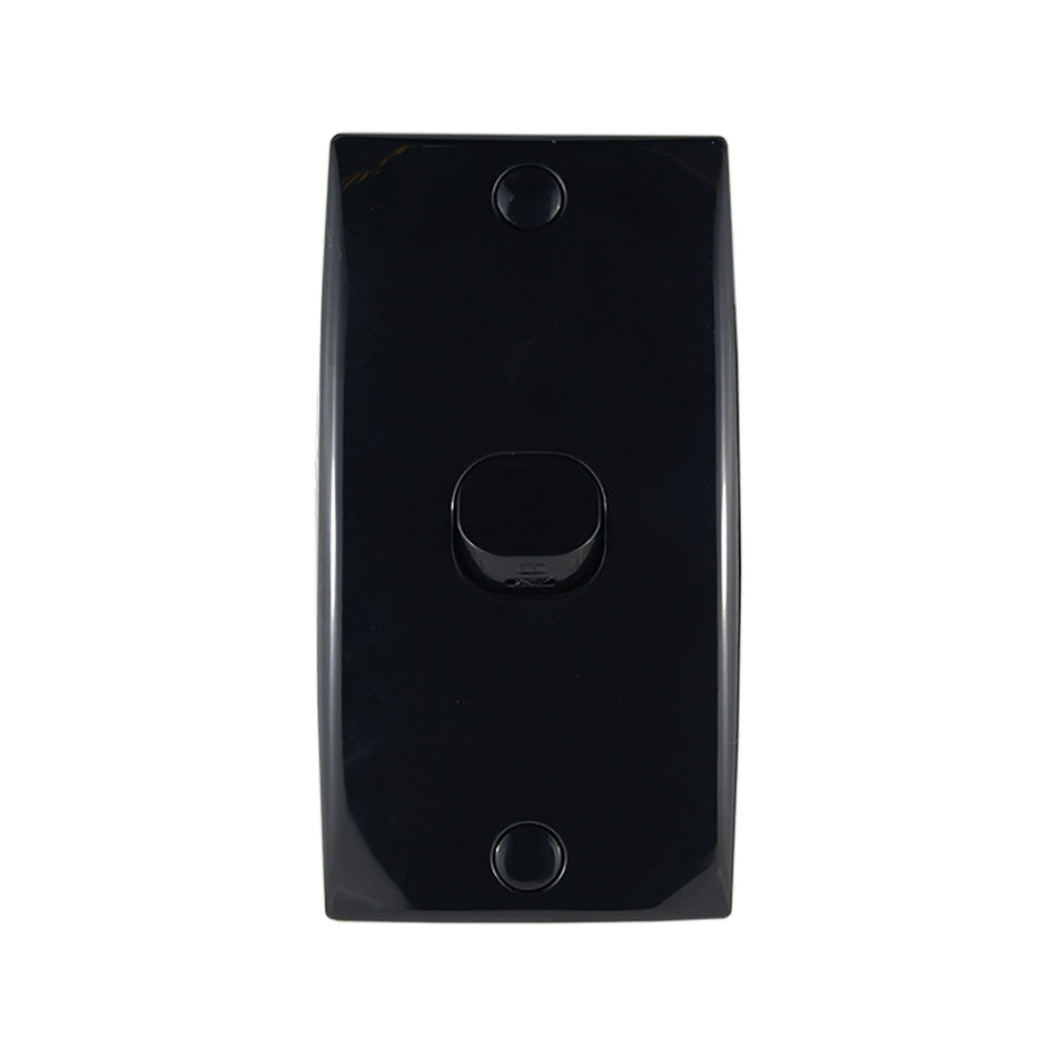 Intermediate Plate Light Switch 1 Gang – 78mm Mounting Centres BLACK