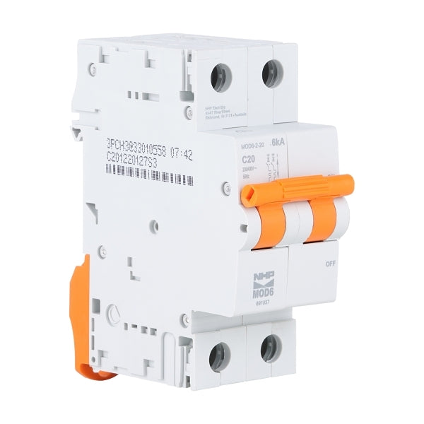 NHP MOD6 Miniature Circuit Breaker 6kA 2Pole 6A C Curve***EMAIL/TEXT FOR PRICING***