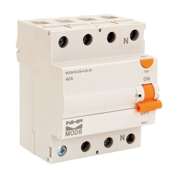 NHP MOD6 Residual Current Circuit Breaker RCCB 3PN 40A 30mA Type A***EMAIL/TEXT FOR PRICING***