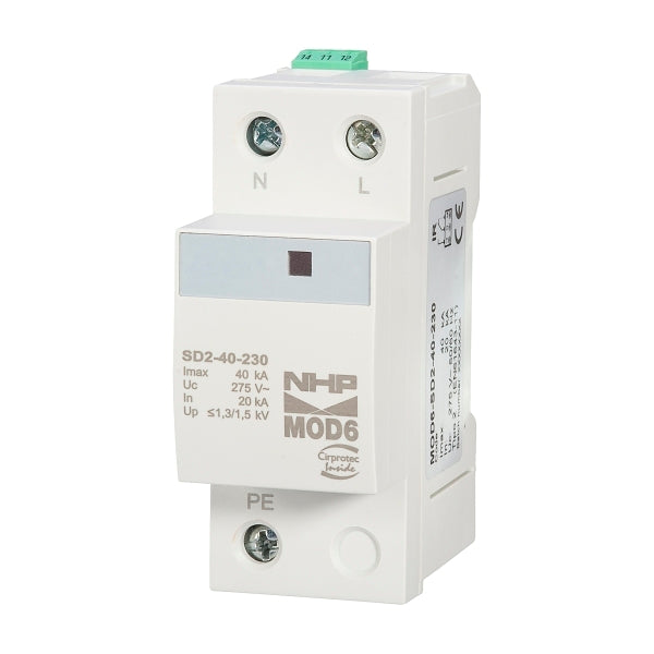 NHP MOD6 Surge Diverter 1Pole plus Neutral 40kA***EMAIL/TEXT FOR PRICING***