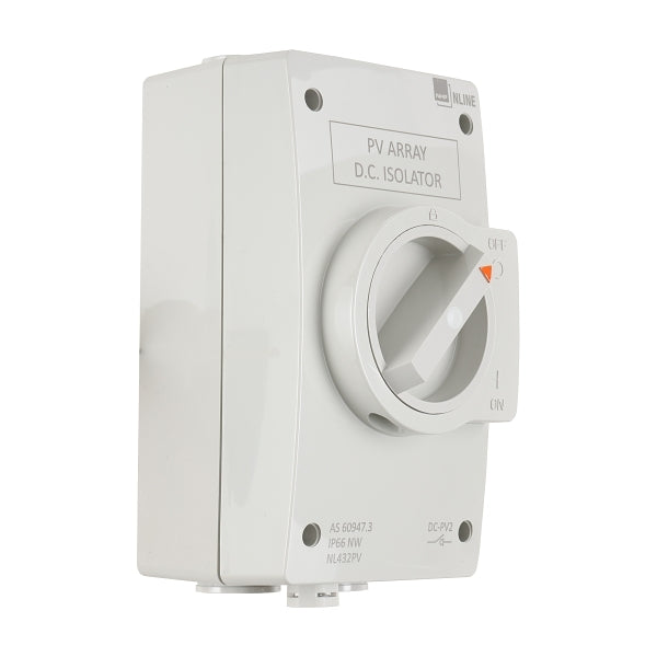 NHP NLINE Enclosed DC Isolating Switch, IP66NW Plastic, 4 Pole 32A 1500V DC (DC-PV2)***EMAIL/TEXT FOR PRICING***