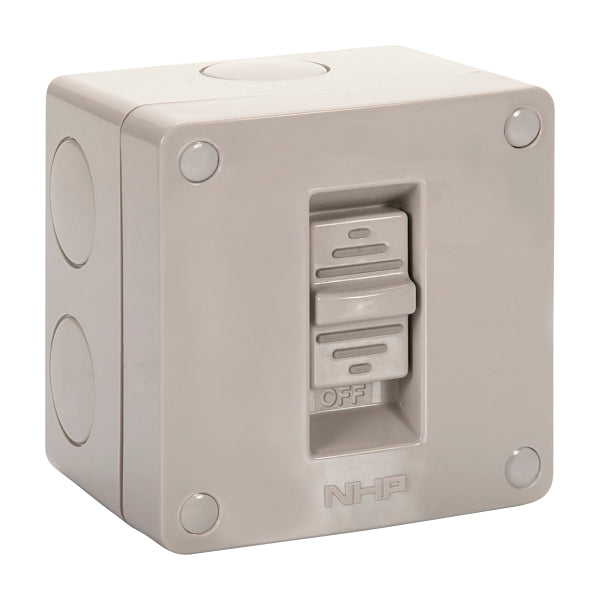 NHP NLINE Surface Switch, Small IP 66 Plastic, 1 Gang, 2 Pole 20A 250V AC***EMAIL/TEXT FOR PRICING***