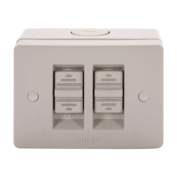 NHP NLINE Surface Switch, Large IP 66 Plastic, 2 Gang, 1 Pole 16A 250V AC***EMAIL/TEXT FOR PRICING***