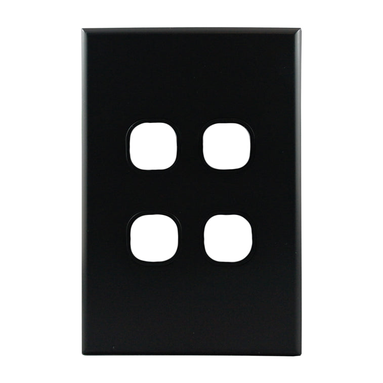 Grid Plate 4 Gang – MATTE BLACK