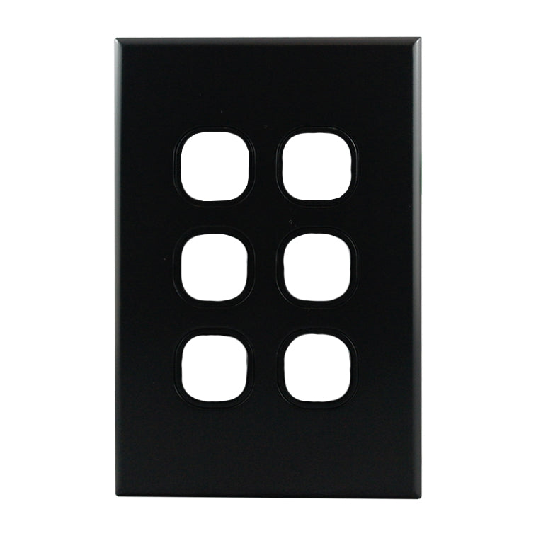 Grid Plate 6 Gang – MATTE BLACK