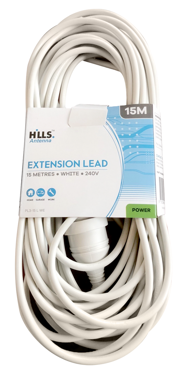 Hills Antenna 15M Power Extension Lead - White