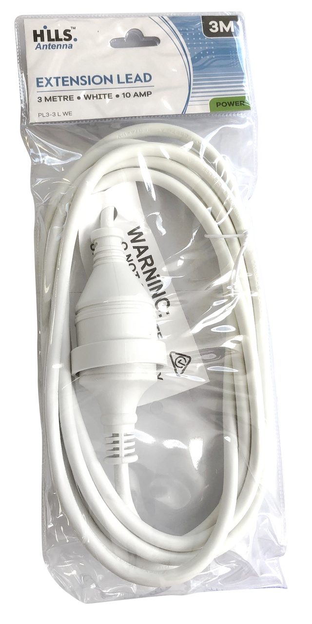 Hills Antenna 3M Power Extension Lead - White