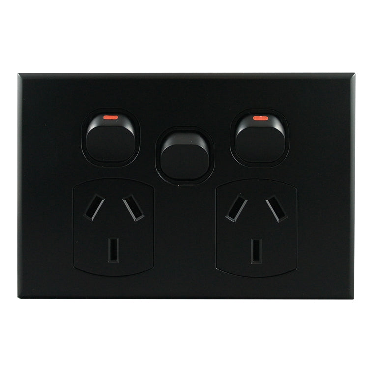 Double Power Point with Extra Switch – MATTE BLACK