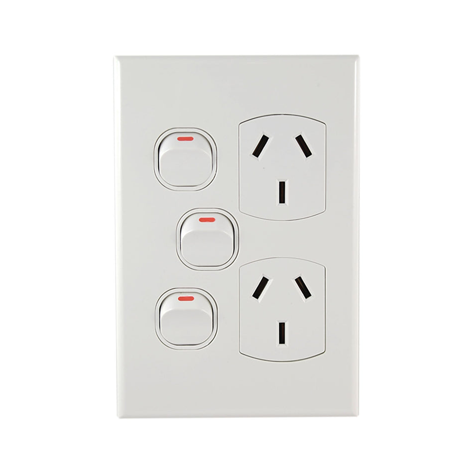 Double Power Point with Extra Switch – VERTICAL