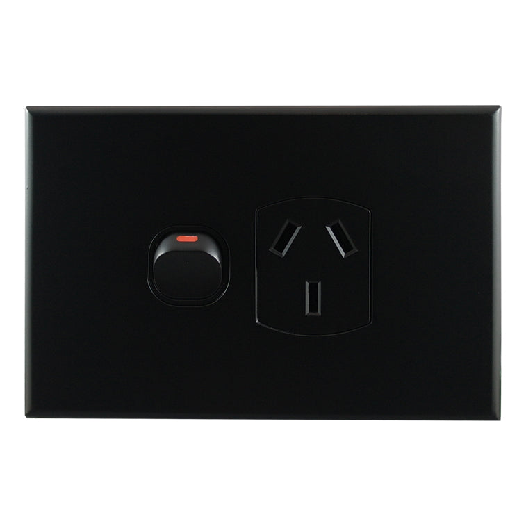 Single Power Point 10A 250V AC – MATTE BLACK