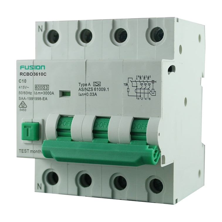 RCBO 3P+N 6kA 500V 10A Type A