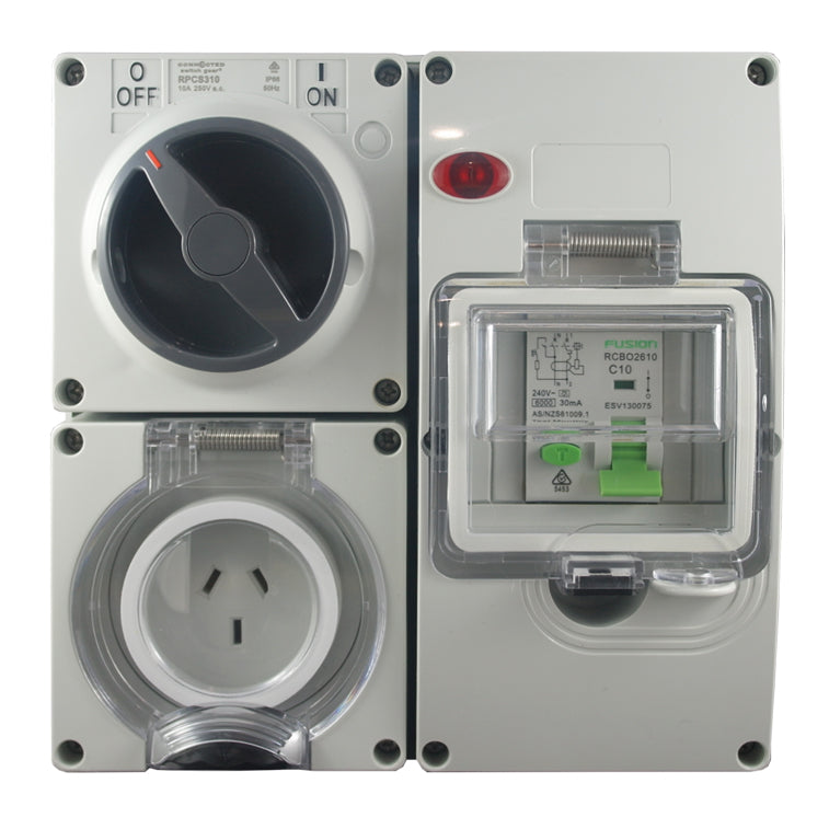 IP66 RCD Protected Combination Switched Outlet 3 Pin – 250V 15A