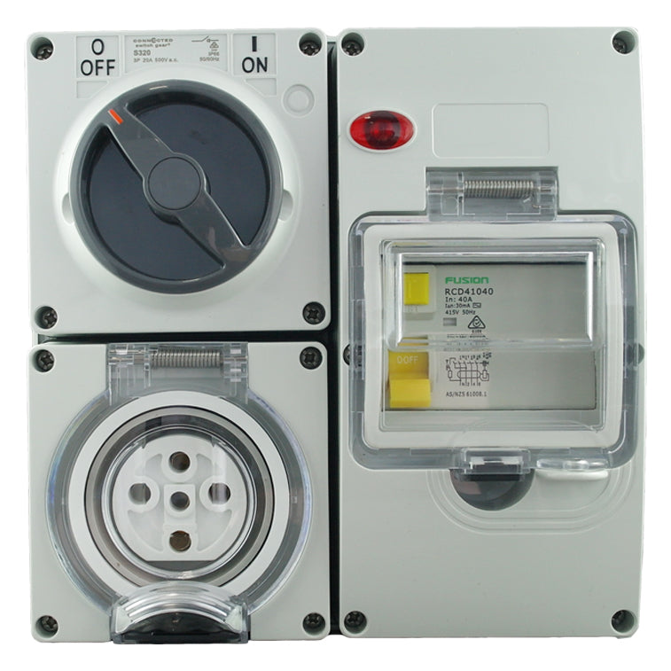 IP66 RCD 保护组合开关插座 5 针 – 500V 10A