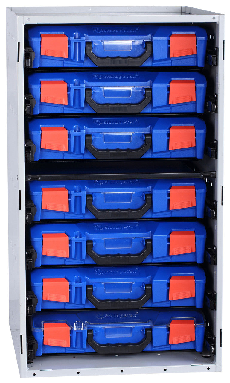 Cabinet c/w 7 Small PC Lid Cases - Blue