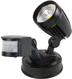 SINGLE SPOT 15W LED WITH MOTION SENSOR BLACK IP54 1350LM