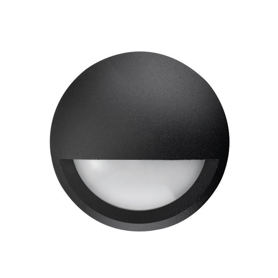 Surface Mounted 12V DC 6W LED Eyelid Step Light Matt Black / Warm White