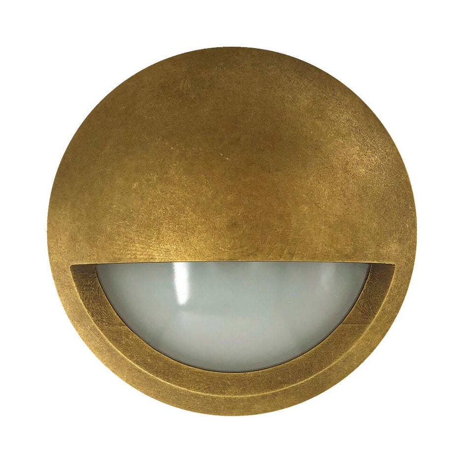 Surface Mounted 240V 6W LED Eyelid Step Light Matt Antique Brass / Warm White