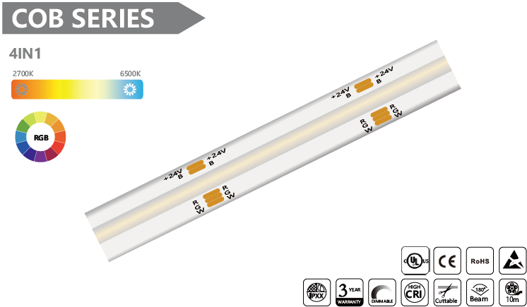 4 IN 1 COB Led Strip - 10m/reel
