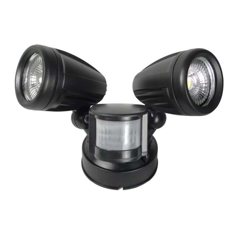 TWIN SPOT 30W LED WITH MOTION SENSOR BLACK IP54 2700LM