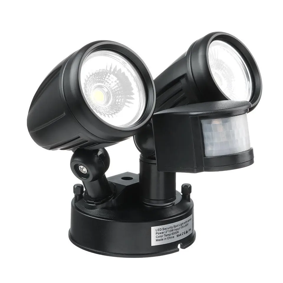 NLS 20414 | Twin Spot 30w LED with Motion Sensor BLACK IP54 2700lm